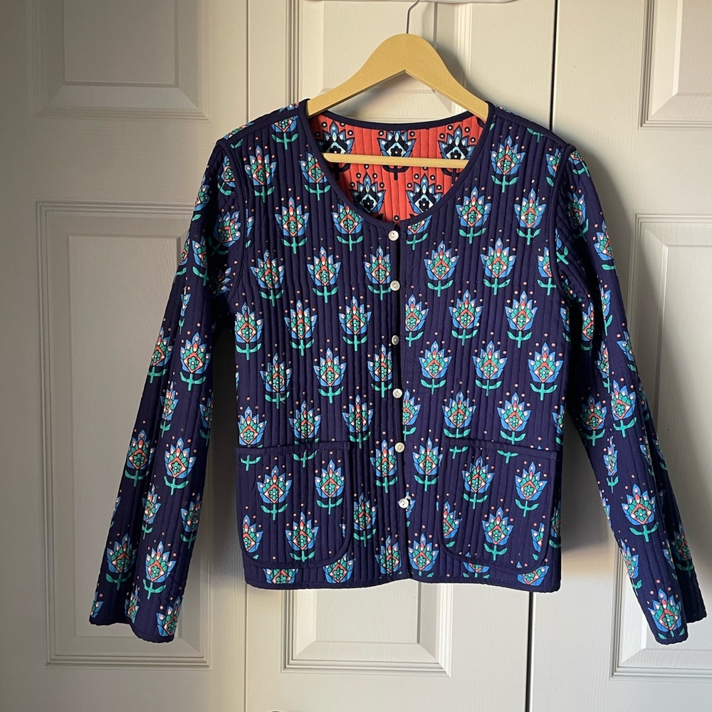 Orientique | Reversible Jacket. Size Small Colorful Quilted Pockets Floral. NWT